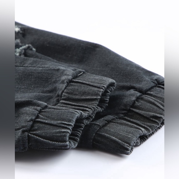 Black Distressed Denim Joggers - Picture 4 of 5
